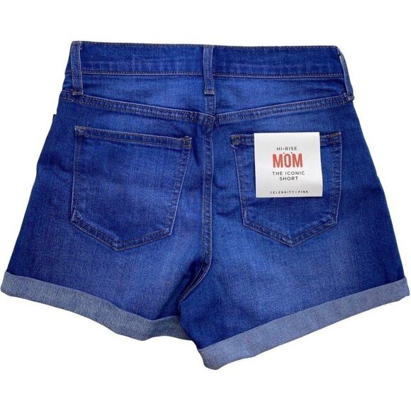Celebrity Pink High-Rise Mom Jean Short Juniors' 0 24 Blue‎ Faded Cuffed Pockets - Picture 2 of 12